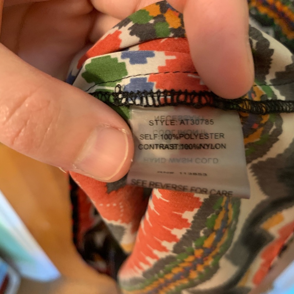 Multicolored Patterned Cold Shoulder Top - Picture 4 of 8
